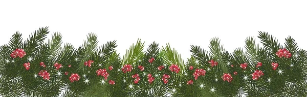Широкая гирлянда рождественских ёлок, изолированная. Ветви Рождества — стоковый вектор