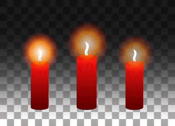 Um conjunto de velas vermelhas em queimadura.Ilustração vetorial. Eps 10 . — Vetor de Stock