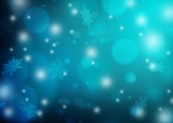 Fundo azul embaçado do inverno com bokeh e flocos de neve. Cristo. — Fotografia de Stock