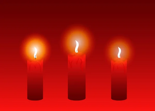 Un conjunto de velas rojas ardientes.Ilustración vectorial. Eps 10 . — Archivo Imágenes Vectoriales