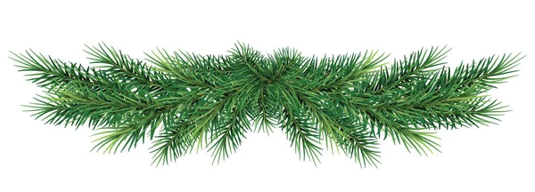 Lange Girlande aus Christbaumzweigen. Realistischer Tannenbaum — Stockfoto