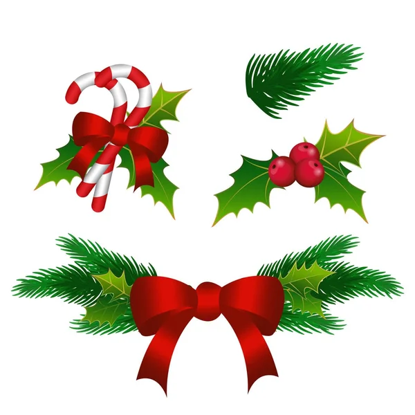 Küçük Noel kompozisyonlar. İzole. Festival dekorasyonu için ayarla. 