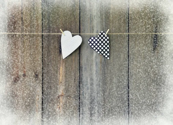 Christmas background. rustic wooden background with hearts handm — Stock Photo, Image
