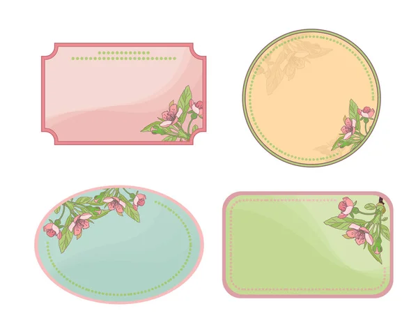 Kartenset mit stilisierter Kirschblüte — Stockfoto