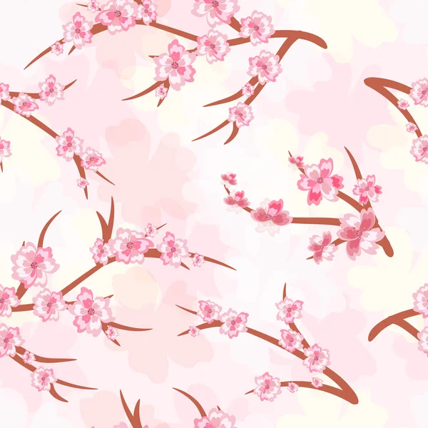 无缝背景-樱桃花。樱桃 blos 的树枝 — 图库照片