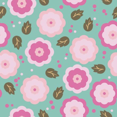 vektör çizim. EPS 10. Mavi bir arka plan üzerinde çiçekler. Seaml