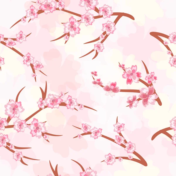 无缝背景-樱桃花。樱桃 blos 的树枝 — 图库矢量图片