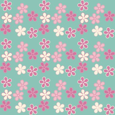 Mavi bir arka plan üzerinde çiçekler. Sorunsuz çiçek desenli. Bahar ba