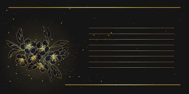 kartı ile stilize kiraz çiçeği. TH altın çiçek açan kiraz