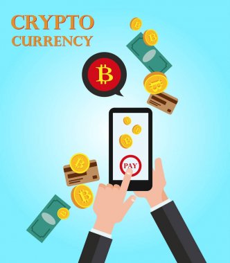 Mobil online hareket bir ödeme seçeneğini. Vektör çizim. E