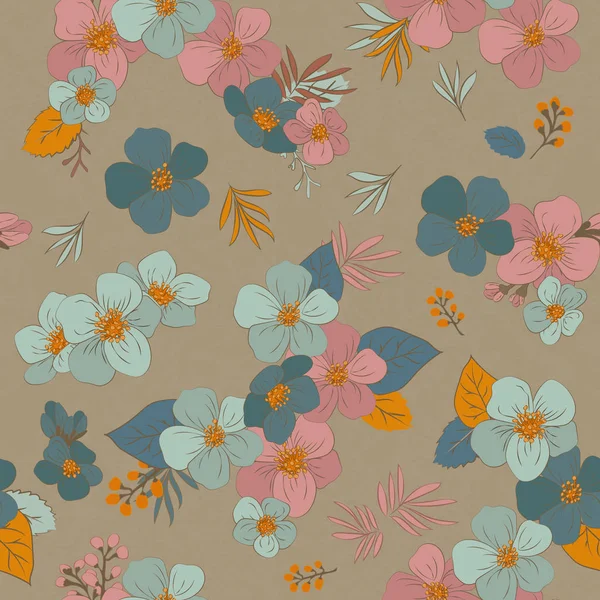 Barevný vzor bezešvé - květiny ve stylu vintage, jaro, ch — Stockový vektor