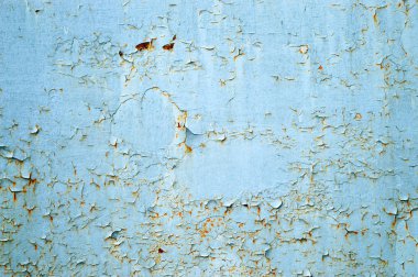 Blue peeling background. Old painted wall. Retro background for 