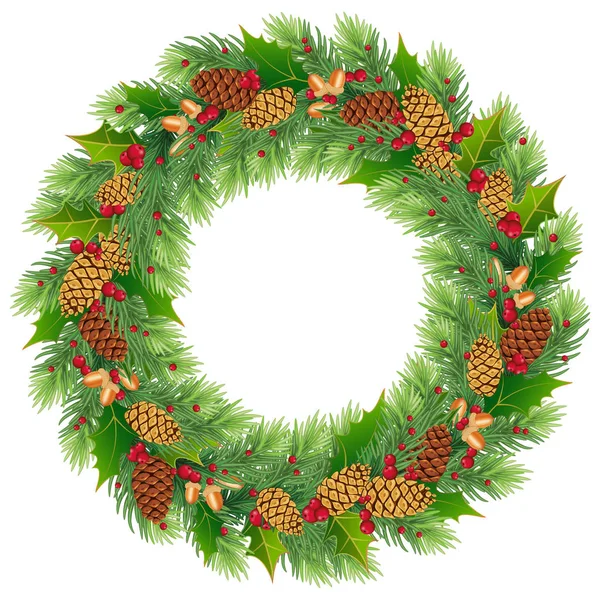 Christmas and Happy New Year border/wreath/garland with fir-tree — Stock Photo, Image