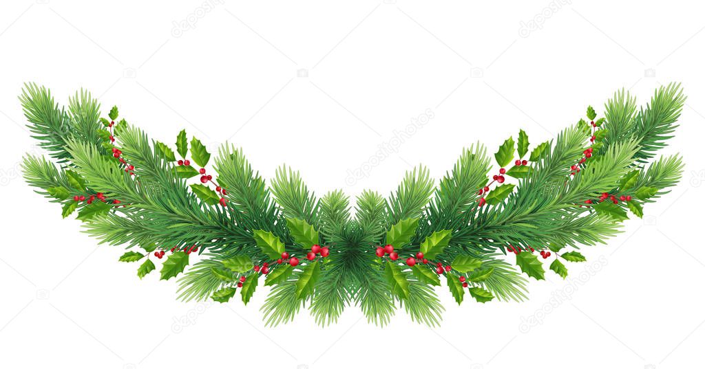 ornament for New Year winter holiday. garland with branches of s