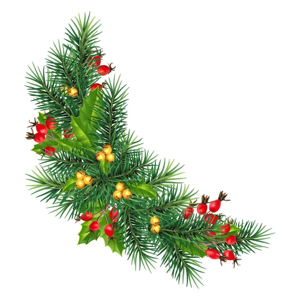 Jul och gott nytt år gränsen för julgran grenar w — Stock vektor