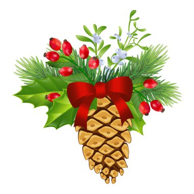 Firavun dalları ve çam kozalakları. Noel ve Yeni Yıl dekorasyonu.