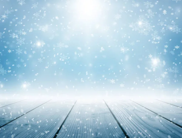 Vinter jul bakgrund med fallande snöflingor på blå rygg — Stockfoto