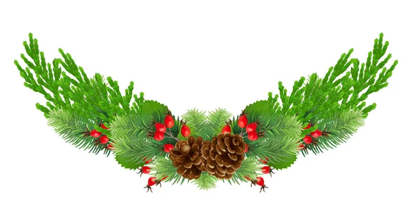 ( 영어 ) New Year green coniferous Garland / wreath - 인터넷 영화 데이터베이스. Natural Fe — 스톡 사진