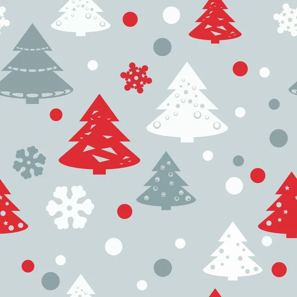 光の背景にフラットスタイルでクリスマスシームレスパターン 休日のシンボル クリスマスツリー 鹿や印刷のための贈り物と冬の背景 冬の休日の背景とメリークリスマスEps — ストックベクタ