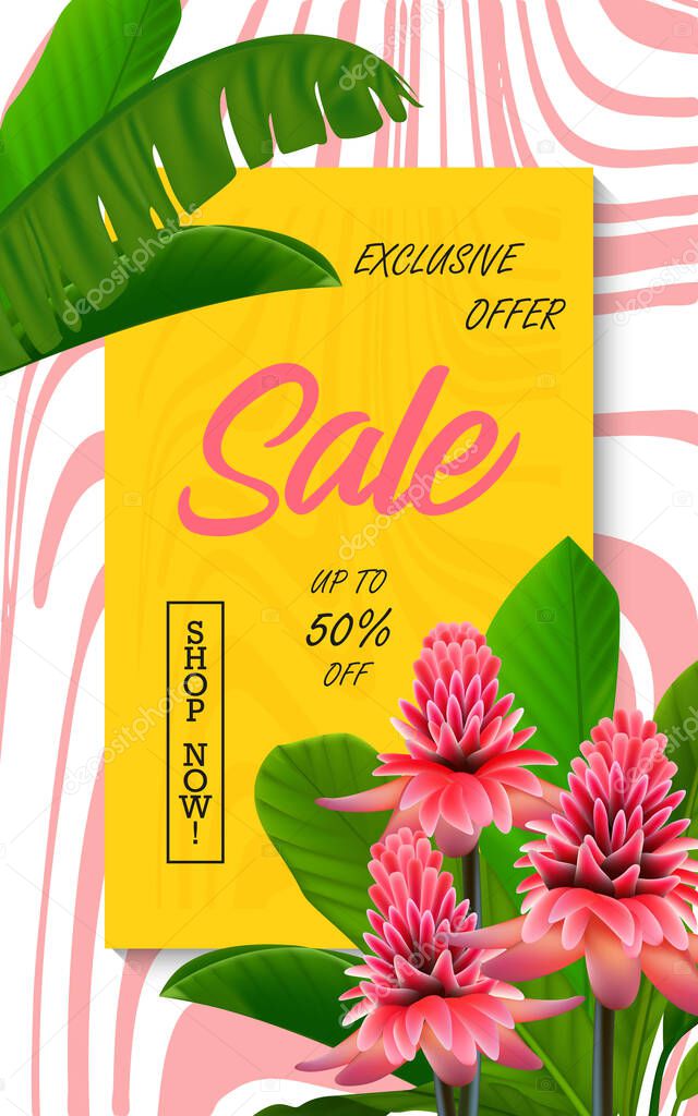 poster discount promotion template advertising. Summer card concept with striped background. Summer sale time. Summer sale advertisement banner.Vector illustration with special discount offer. EPS 10
