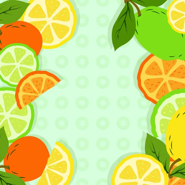 Vitamins Minerals Organic Healthy Fruits Summer Banner Template Slices Orange — Stock Vector