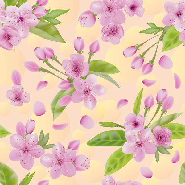 Banner Ανθισμένο Κεράσι Sakura Ανοιξιάτικα Λουλούδια Απρόσκοπτη Μοτίβο Κλαδιά Κερασιάς — Φωτογραφία Αρχείου