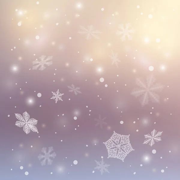 Snowflakes Shine Light Falling Snowflakes Snow Background Winter Glitter Background — Stock Vector