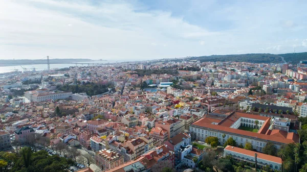햇빛에 리스본에 파노라마 세인트 알파마 Capital Lisbon Portugal Aerial에서 Tagus의 — 스톡 사진