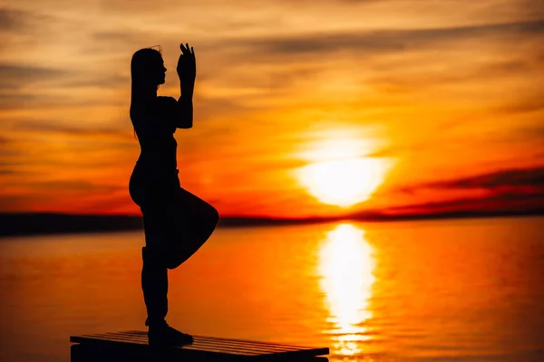 Carefree Woman Meditating Nature Finding Inner Peace Yoga Practice Spiritual — Stock Photo, Image