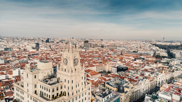 Телефонна Будівля Вулиці Гран Віа Мадриді Іспанія Вид Повітря Історичний — стокове фото