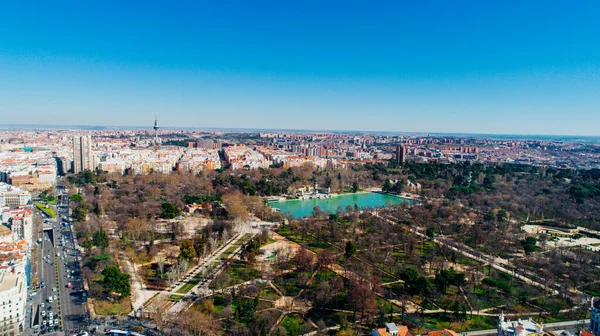 Панорама Парку Ретіро Мадриді Іспанія Retiro Air Cityscape Один Найбільших — стокове фото