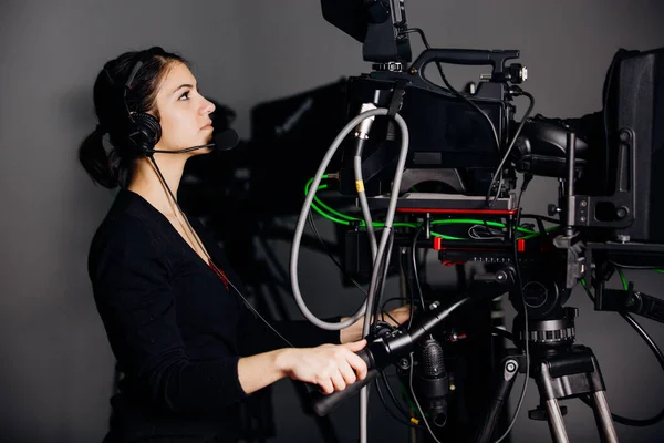 Spectacle Enregistrement Studio Télévision Opérateur Caméra Professionnel Avec Caméra Dans — Photo