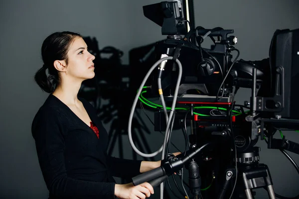 Spectacle Enregistrement Studio Télévision Opérateur Caméra Professionnel Avec Caméra Dans — Photo