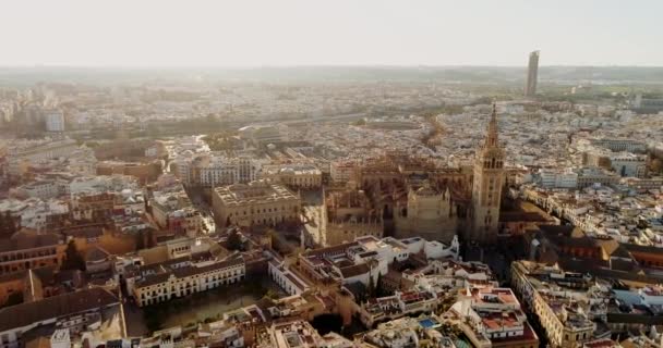 Luftaufnahme Des Zentrums Von Sevilla Andalusien Spanien Altstadt Mit Blick — Stockvideo