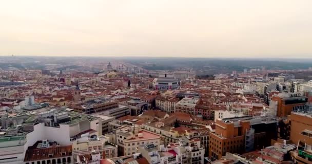 Zdjęcia Lotnicze Centrum Madrytu Hiszpania Architektura Zabytki Madrytu Miasto Madryt — Wideo stockowe