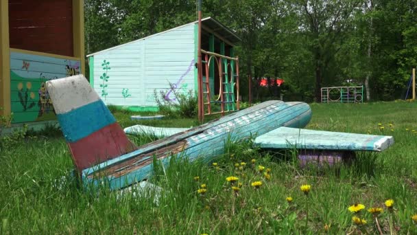 Abandoned pioneer camp. Sakhalin Island. — Stock Footage Abandoned pioneer camp. Sakhalin Island. Video Clip
