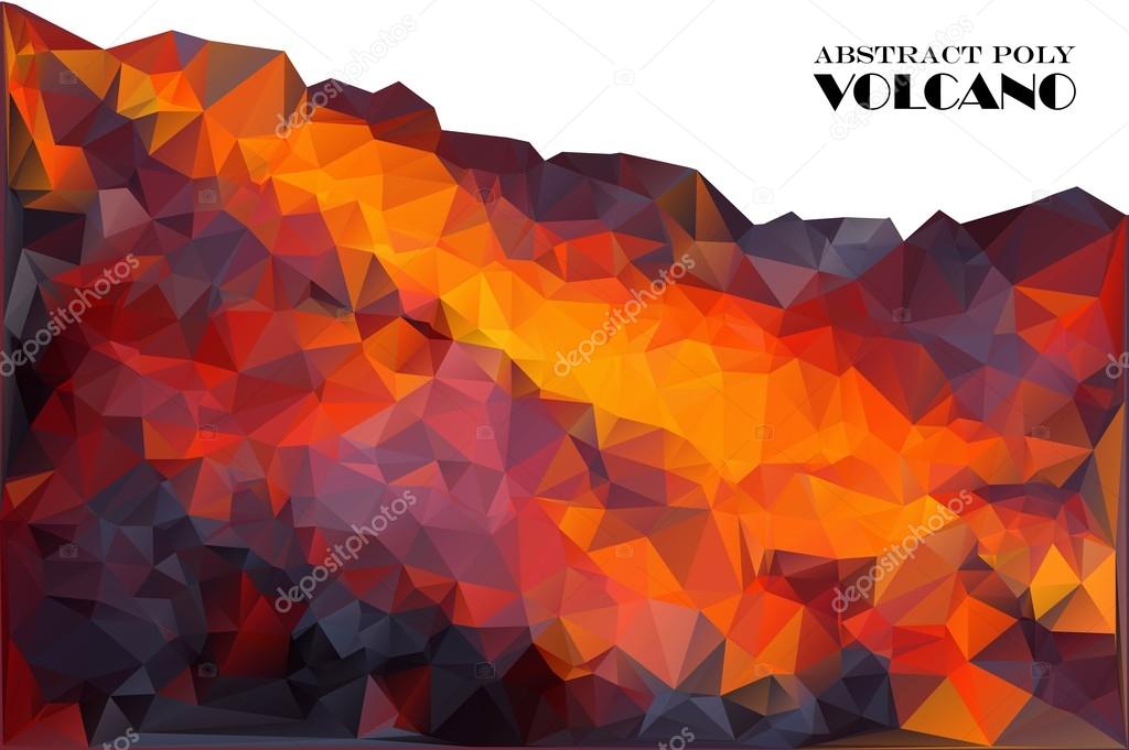 Volcano in low polygon style. Abstract background for design.Vector illustration