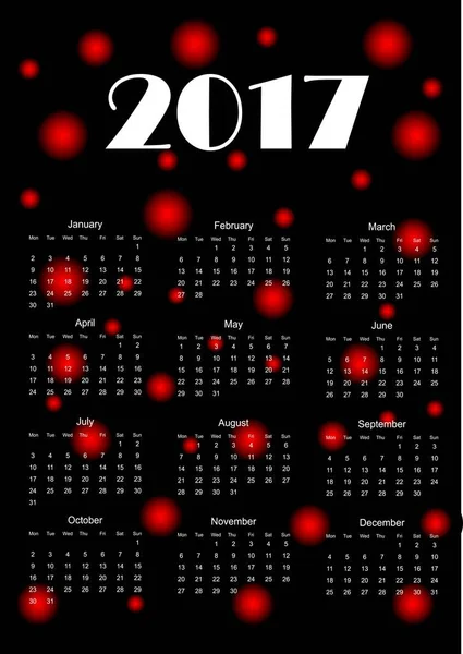 Календар на 2017 рік. Векторні ілюстрації . — стоковий вектор