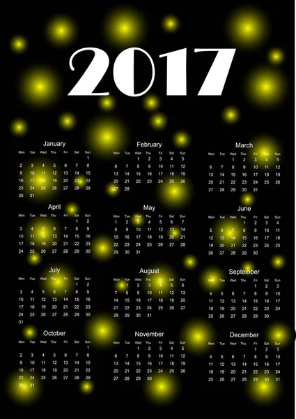 Calendar for 2017 year. Vector illustration. — Stock Vector