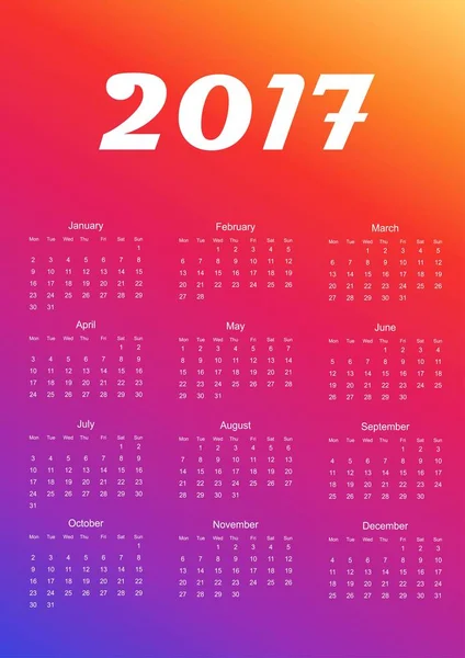 Kalender for 2017. Prosjekteringselement Vektorillustrasjon . – stockvektor