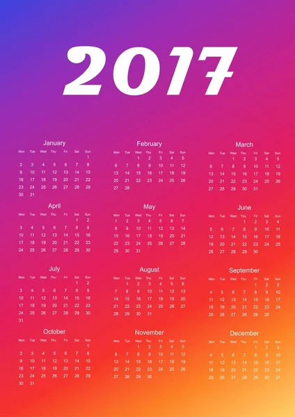 Calendar for 2017. Design element. Vector illustration. — Stock Vector