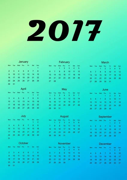Calendario per il 2017. Elemento di design. Illustrazione vettoriale . — Vettoriale Stock