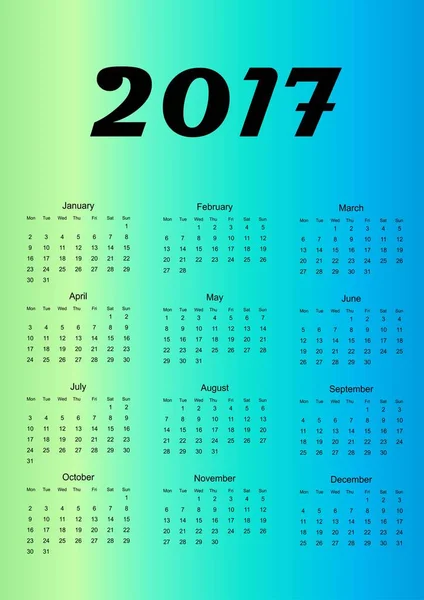 Kalender für 2017. Design-Element. Vektorillustration. — Stockvektor