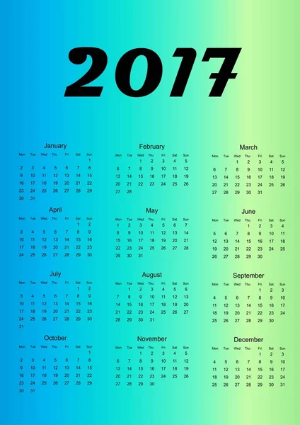 Kalender für 2017. Design-Element. Vektorillustration. — Stockvektor