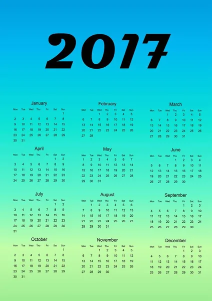 Kalender für 2017. Design-Element. Vektorillustration. — Stockvektor
