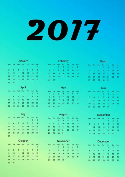 Calendrier 2017. Élément design. Illustration vectorielle . — Image vectorielle