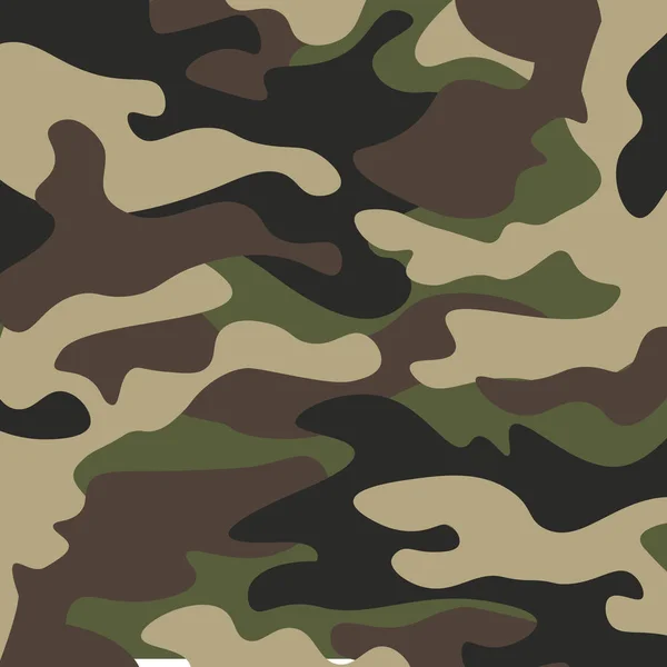 Camouflage-Muster Hintergrund. klassische Kleidung Stil Maskierung Camo wiederholen Druck. grün braun schwarz oliv Farben Wald Textur. Gestaltungselement. Vektorillustration. — Stockvektor