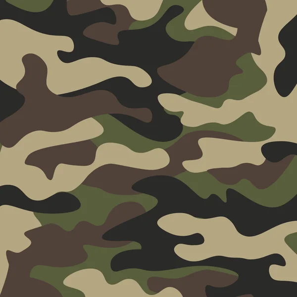 Camouflage-Muster Hintergrund. klassische Kleidung Stil Maskierung Camo wiederholen Druck. grün braun schwarz oliv Farben Wald Textur. Gestaltungselement. Vektorillustration. — Stockvektor