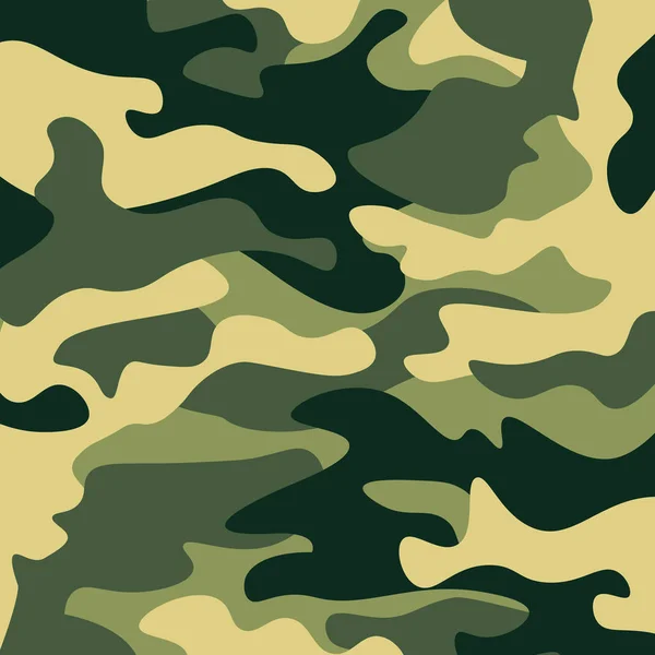 Fundo de padrão de camuflagem. Estilo de roupa clássica mascarando camo repetição imprimir. Verde marrom preto azeitona cores da floresta textura. Elemento de design. Ilustração vetorial . — Vetor de Stock