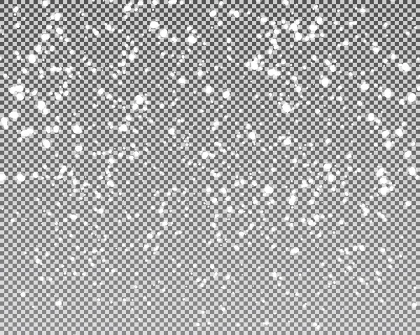 Copos de nieve cayendo realistas. Aislado sobre fondo transparente. Ilustración vectorial . — Archivo Imágenes Vectoriales